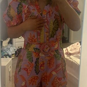 FARM Rio Colorful Leaf Print Mini Dress
